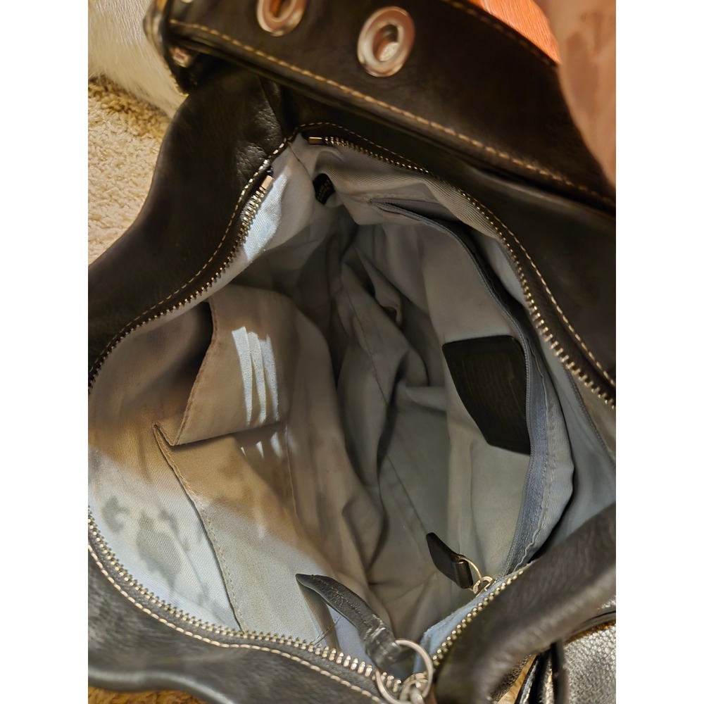 Coach Ergo Black Pebbled Leather Hobo Shoulder Bag 12248 Contrast Stitching - Picture 7 of 7